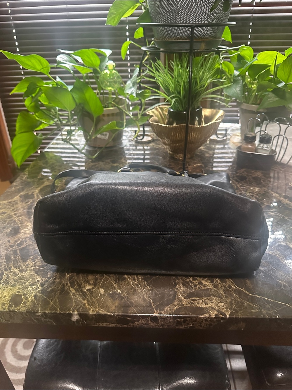 Prada Black Leather Tote with Gold Hardware Accents - Picture 5 of 15